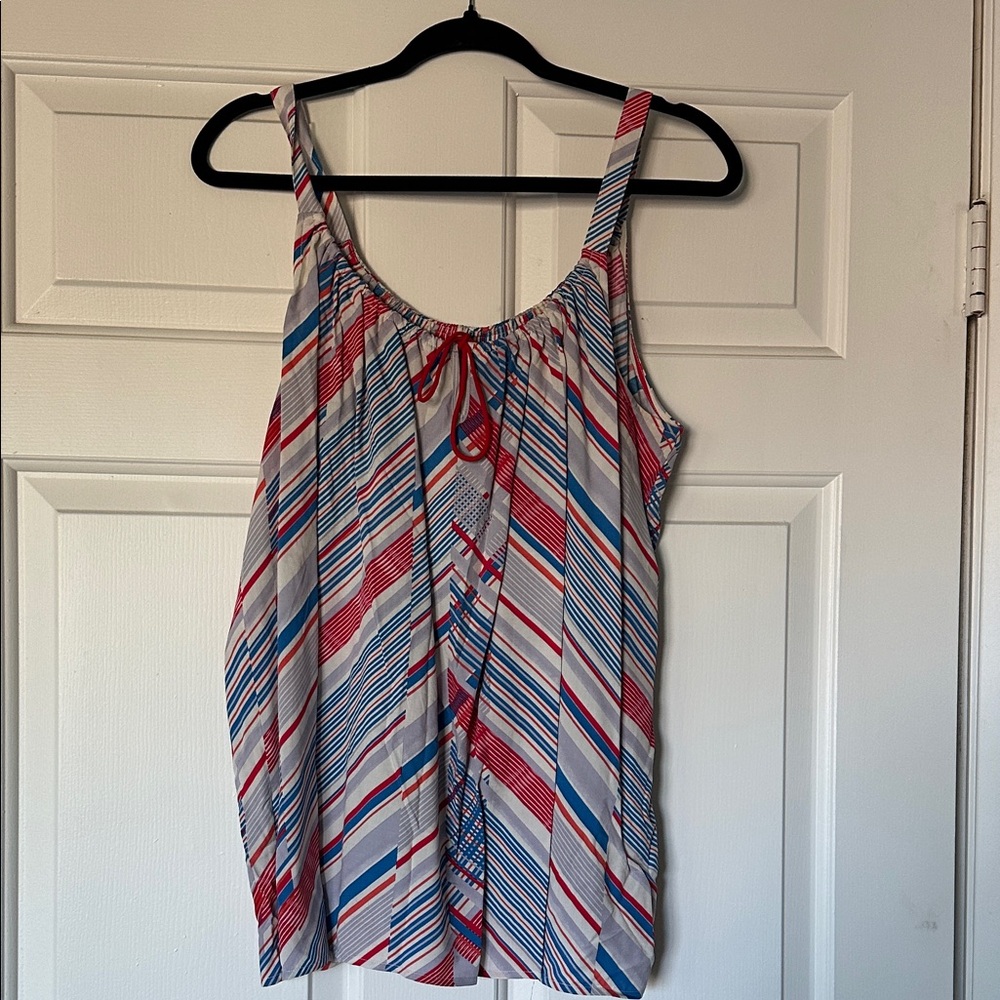 CAbi Red and Blue Striped Tank Top